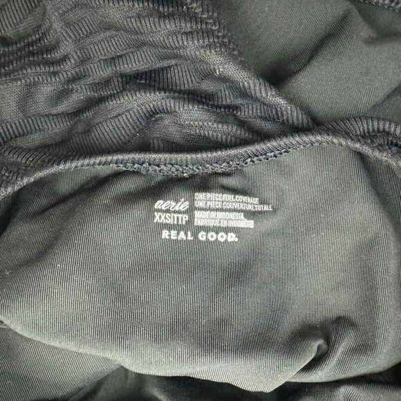 Aerie Real Good One Piece Full Coverage Halter Tie Neck Swimsuit Shelf Bra XXS - Picture 4 of 11